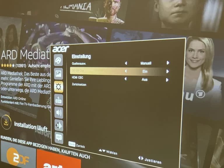 Bildeinstellungen Acer H6546Ki